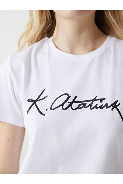 LC Waikiki New Season Crew Neck Ataturk Signature B Printed Women's T-Shirt