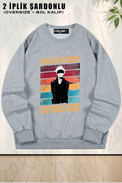 ZOKAWEAR سويت شيرت جوجوتسو كايسن ساتورو جوجو ملون مطبوع قصة فضفاضة برقبة دائر...