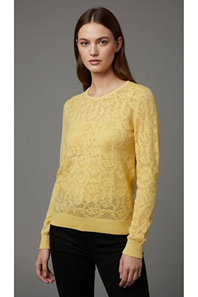 Digz fashion Yellow Perforated Patterned Knit Sweater
