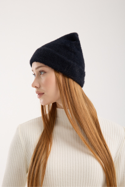 OX-RA Black Plush Folded Bearded Beret