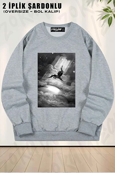 ZOKAWEAR Unisex the Fall of Satan Gustave Dore Printed Oversized Crew Neck Sweatshirt