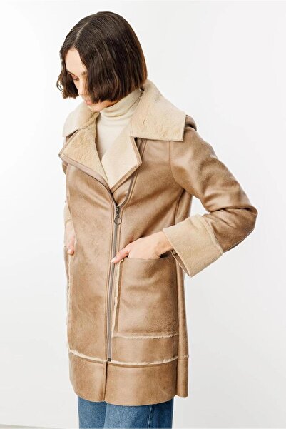 Micca Crok Faux Leather and Soft Fur Lined Coat