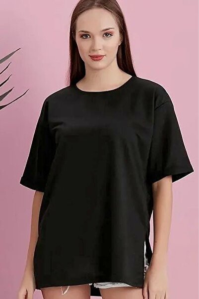 Alışveriş Sokağı Slit Double Sleeve Wide Crew Neck Oversized Sweatshirt