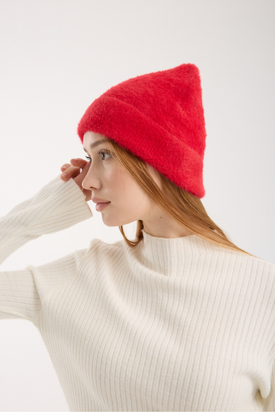 OX-RA Red Plush Folded Bearded Beret