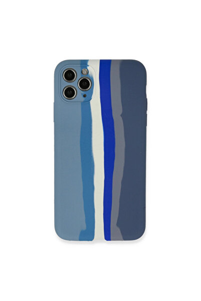 Najmaddin حافظة آيفون 11 برو رخامية من السيليكون - أزرق-رمادي