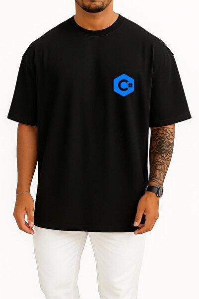 Bahriyeli Collection Oversized Csharp Logo Pocket Design Unisex T-Shirt
