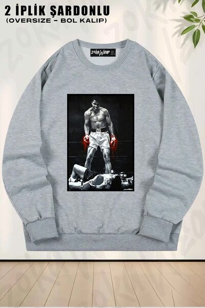 ZOKAWEAR سويت شيرت موحد للجنسين من محمد علي خاص مطبوع قصة فضفاضة برقبة دائرية