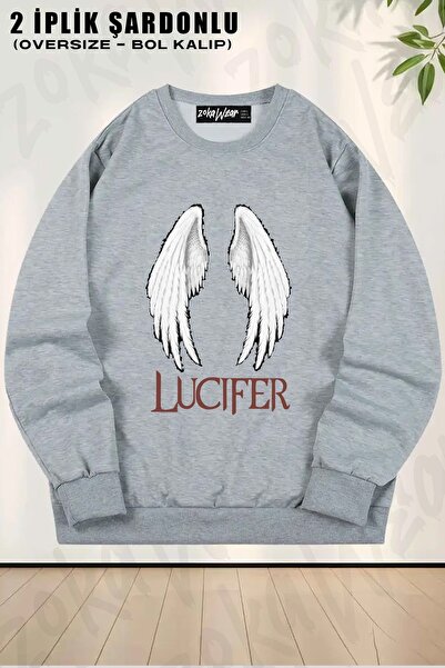 ZOKAWEAR سويت شيرت يونيسكس من Copia de Copia de Lucifer مطبوع قصة فضفاضة برقب...