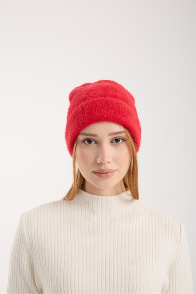 OX-RA Red Plush Folded Bearded Beret