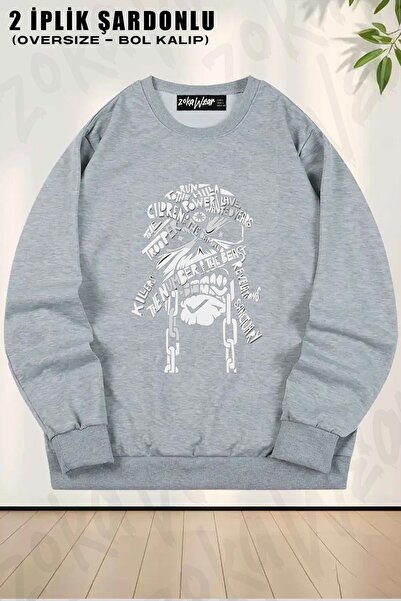 ZOKAWEAR Φούτερ Unisex Iron Maiden Power με τύπωμα oversized με λαιμόκοψη