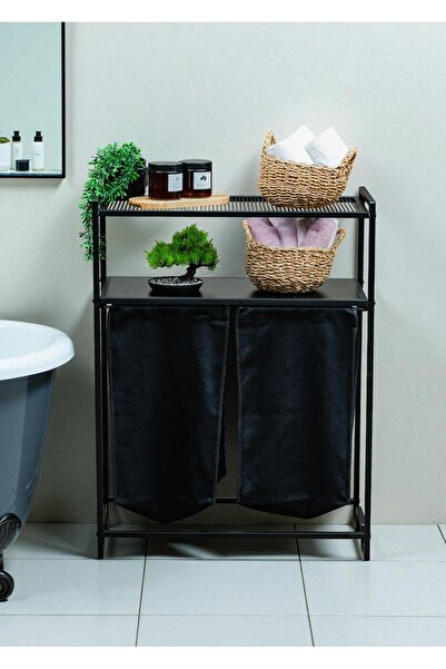 Bye Concept More DEKORATİF KİRLİ SEPETLİ BANYO DOLABI 2 RAFLI 2 BÖLMELİ ÇAMAŞ...