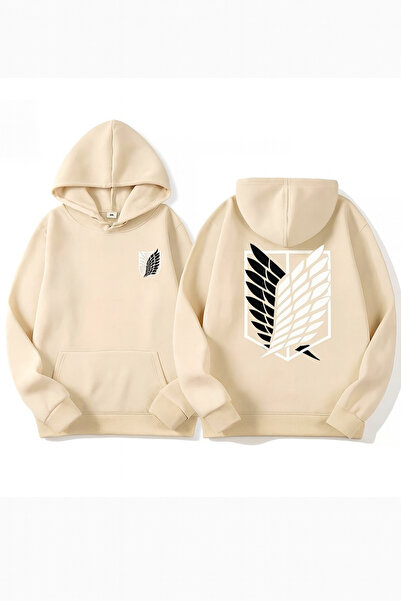 CLASSY.MODA Unisex με κουκούλα Φούτερ Μπροστά Πίσω με τύπωμα oversized με τσέ...