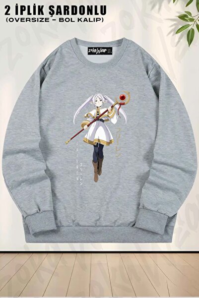 ZOKAWEAR Pulover unisex Frieren Sousou No Frieren cu imprimeu oversized, gule...
