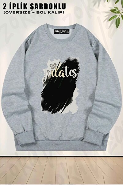 ZOKAWEAR Pilates unisex special cu imprimeu supradimensionat guler rotund Swe...