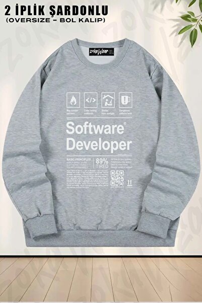 ZOKAWEAR ETICHETĂ DE PROGRAMATOR DE SOFTWARE unisex cu imprimeu supradimensio...