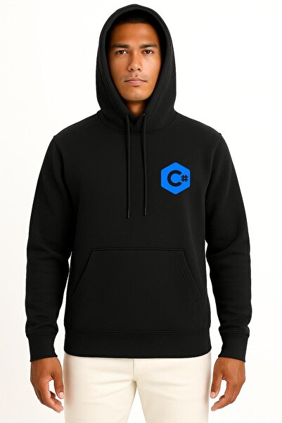 Bahriyeli Collection Hooded Csharp Logo Pocket Design Unisex Sweatshirt