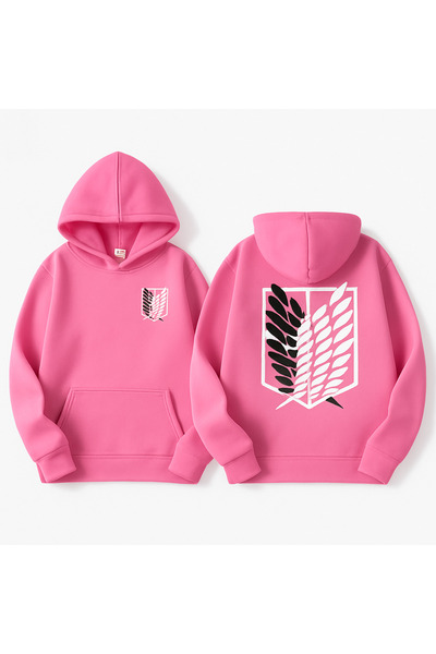 CLASSY.MODA Unisex με κουκούλα Φούτερ Μπροστά Πίσω με τύπωμα oversized με τσέ...