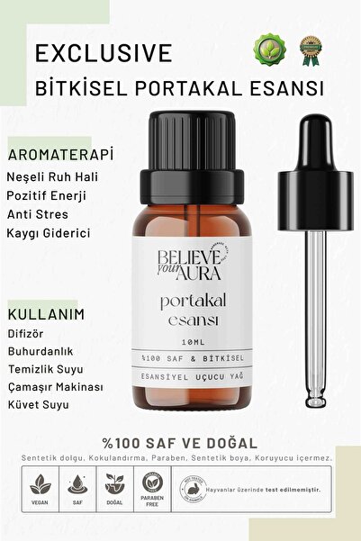 Believe Your Aura Bitkisel Portakal Esansı - %100 Saf ve Bitkisel Buhurdanlık...