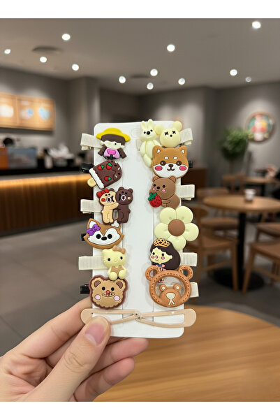 BATU GİYİM Комплект щипки за коса с карамелено кафяво момиченце и бебе момиченце, 14 броя