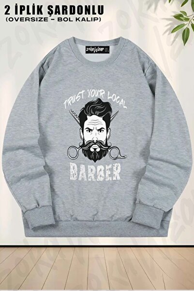 ZOKAWEAR Unisex Berber cu imprimeu supradimensionat guler rotund Swea tricou