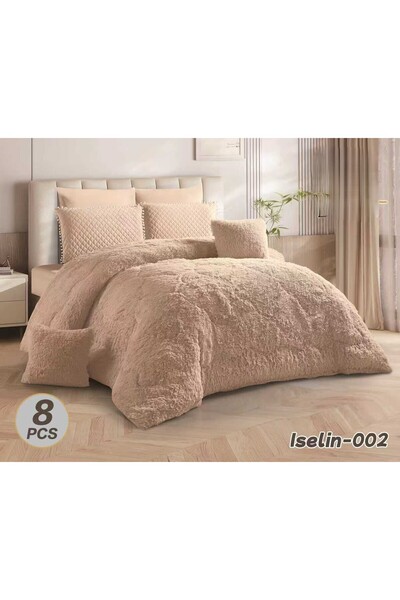 ALMIAAD Royal winter double bed set, ultra-soft and elegant faux fur, for the truly luxurious, 8 pieces including a quilt measuring 240*260 cm