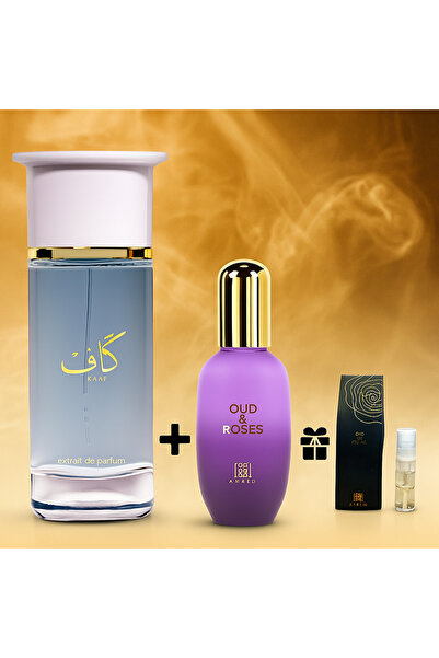 Ahmed Al Maghribi COMBO Kaaf Perfume & Oud & Rose Gel with fre 2ml Sample