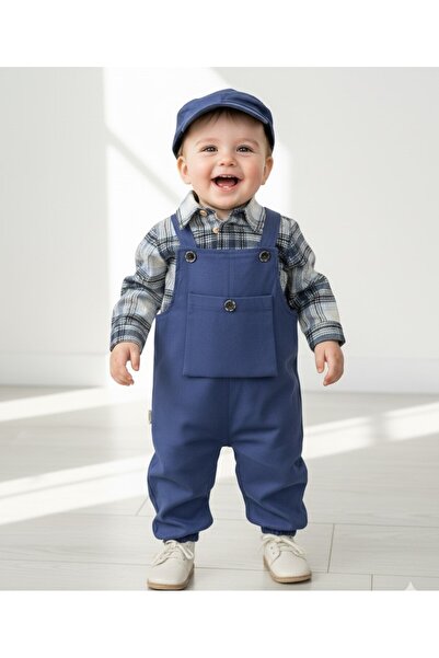 Bolly Baby Baby Boy Lumberjack Salopet Set with Cap