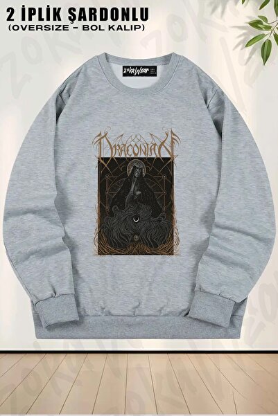 ZOKAWEAR Unisex Night Band Draconian Printed Oversized Crew Neck Sweatshirt