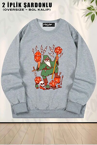 ZOKAWEAR Unisex Master of Dungeons Printed Oversized Crew Neck Sweatshirt