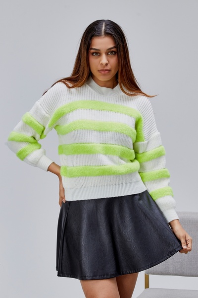 Jinx Wear Fashion Coool Oversized Wide Fit Crew Neck Lucy Striped Sweater