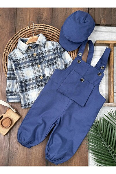 Bolly Baby Baby Boy Lumberjack Salopet Set with Cap