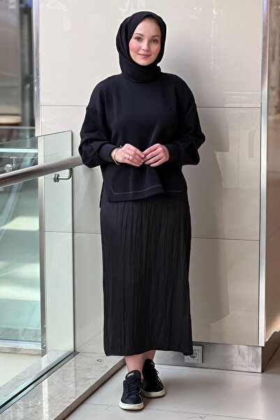 Mahal Crochet Knitwear Satin Ribbon Detailed Skirt Set