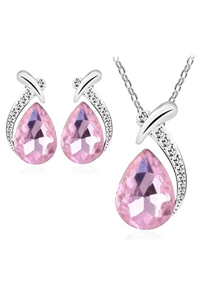 takantakana Stylish Stone, Trendy Zircon Stone Embellished Jewelry Set (Neckl...