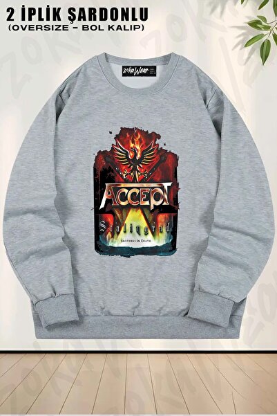 ZOKAWEAR Unisex Accept V2 Printed Oversized Crew Neck Sweatshirt