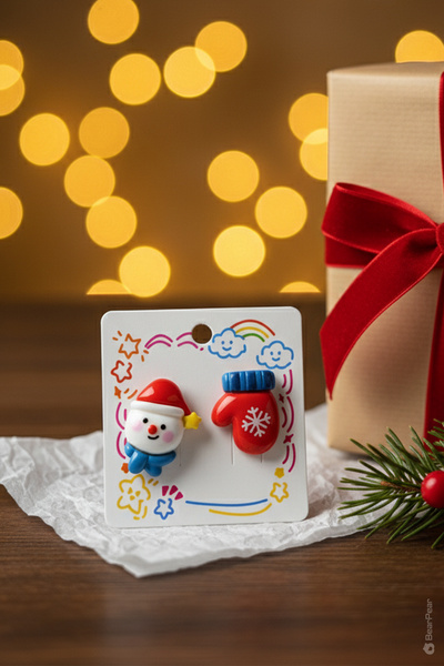 BearPear 2'li Kardanadam ve Eldiven Yeni Yıl Yılbaşı Küpesi 2026