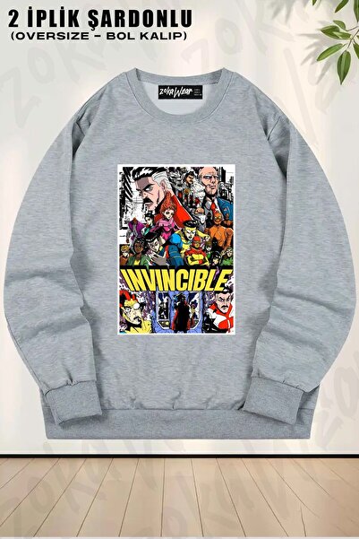 ZOKAWEAR Φούτερ Unisex Invincible Manga Style με τύπωμα oversized με λαιμόκοψη