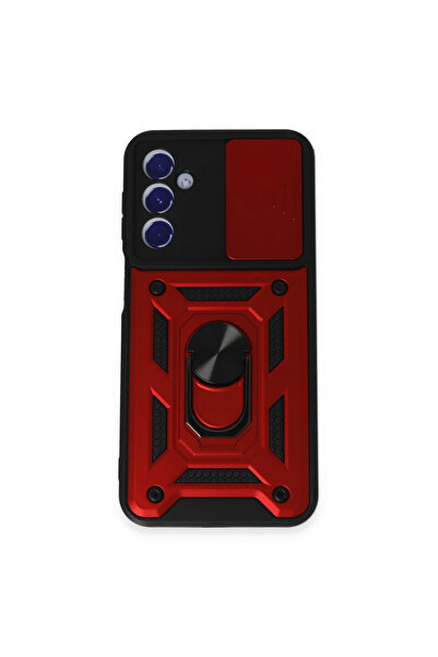 Twin Store حافظة جالاكسي M34 5G من السيليكون مع حلقة عدسة بارس - أحمر