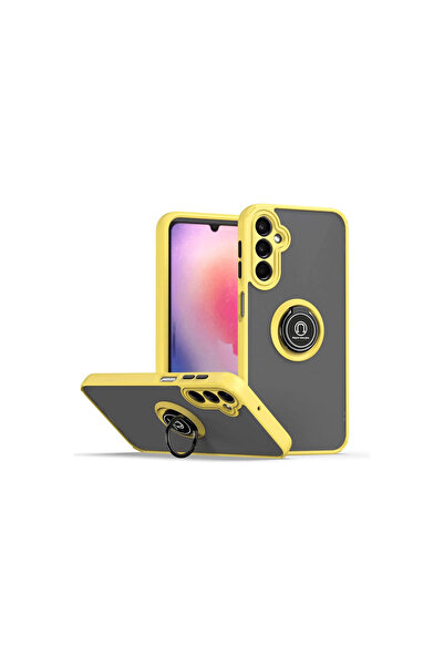 Twin Store غطاء سيليكون لهاتف جالاكسي إس 24 مع حلقة مونتريال - أصفر