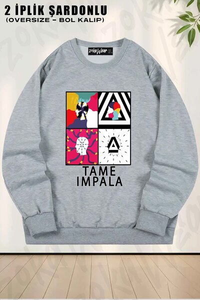 ZOKAWEAR Unisex poster Tame Impala Štampano Oversize kroj okrugla kragna duks...