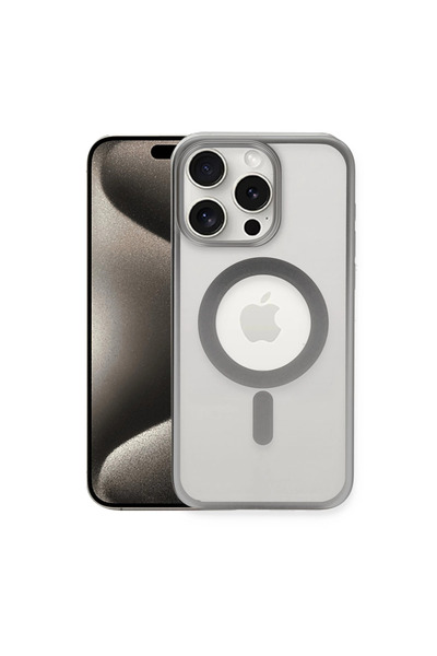 Twin Store غطاء حماية ماج سيف لهاتف آيفون 15 - فضي