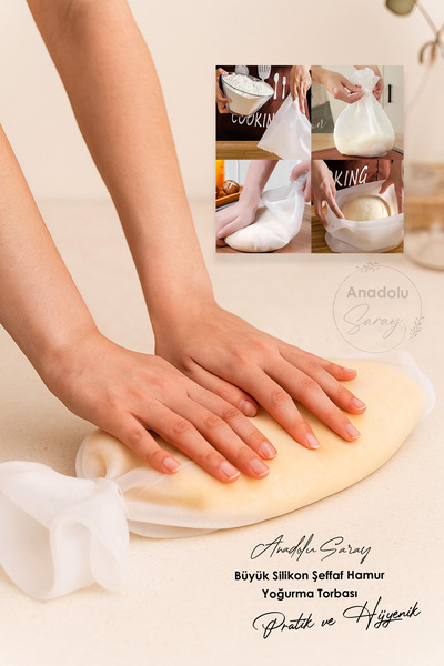 Anadolu Saray Large Silicone Transparent Dough Kneading Bag Practical and Hygienic Kitchen Helper