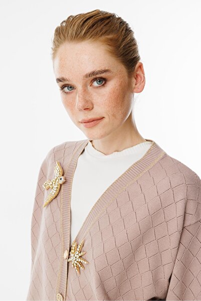 Ghisa Baklava Patterned Dragonfly Knitwear Cardigan