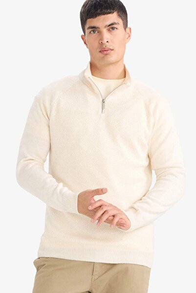 DeFacto Standard Fit Zippered Collar Knitwear Sweater F4620Ax25Wn