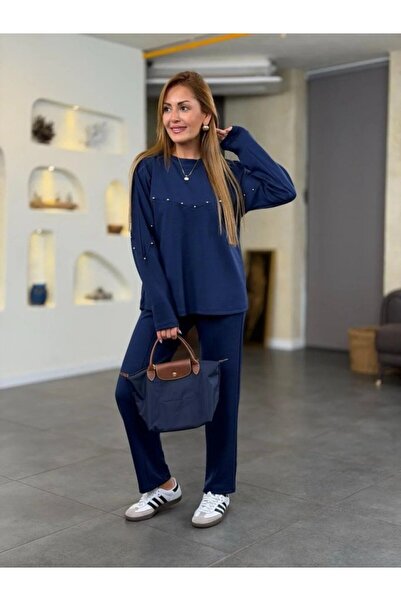 ALPACO Γυναικείο Σετ Μοντέρνο Υφασμάτινο Σετ με Λεπτομέρεια Πέρλας