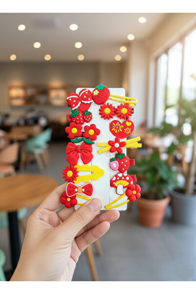 BATU GİYİM Set de 14 bucăți de cleme cu cataramă pentru fetiță și fetiță roșie