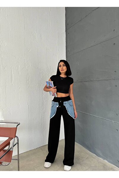 Kalopsia Women's sweatpants with denim detail