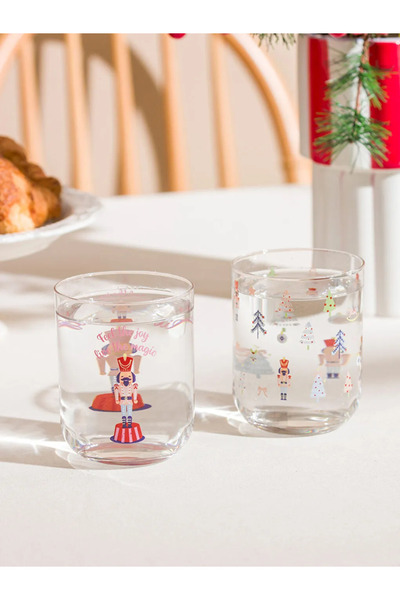 LC Waikiki New Year Printed Glass Cup Set of 2 350 ml