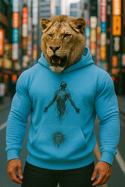 CLASSY.MODA Чоловічий 3-нитковий худі з художнім принтом і фігурою духу Overs...