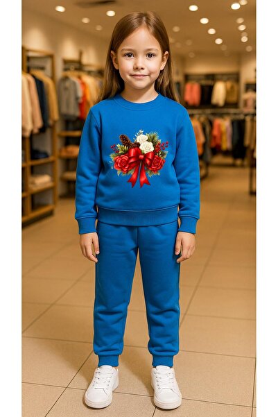 playwear Παιδικό Φούτερ Σετ με Σχέδιο Κορδέλα Τριαντάφυλλο για Κορίτσια και Α...