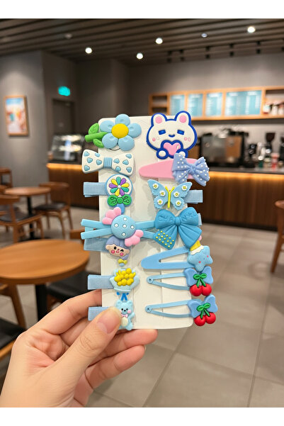 BATU GİYİM Set de 14 bucăți de cleme pentru fetiță și fetiță albastră